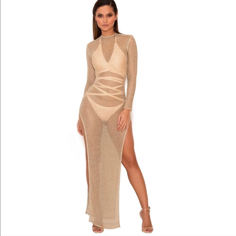 House of CB SAFAIRA Gold Chain Sheer Cover Up